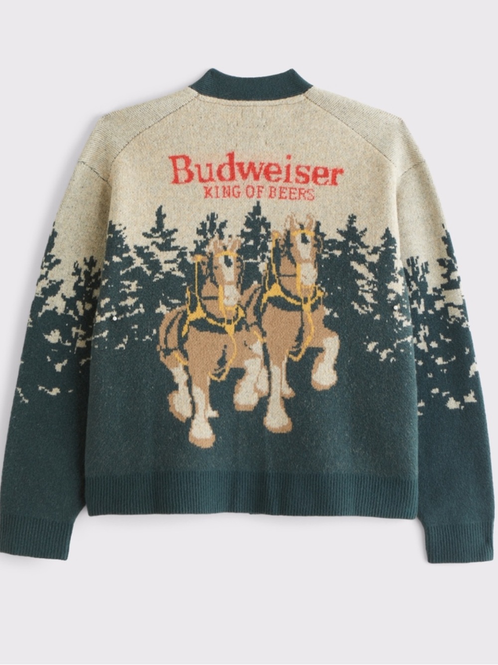 Abercrombie & Fitch Taupe and Dark Green Crewneck Sweater